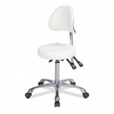 Стул для мастера на колесиках Comfort, со спинкой белый