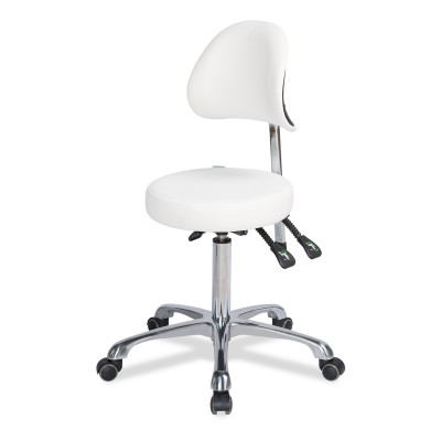 Стул для мастера на колесиках Comfort, со спинкой белый