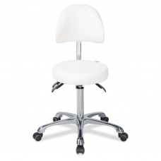 Стул для мастера на колесиках Comfort, со спинкой белый