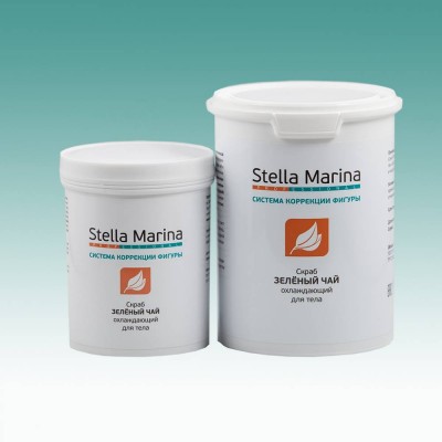 Скраб с морской солью  «Зеленый чай» Stella-Marina