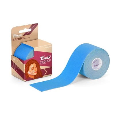 Кинезио тейп Tmax Kinesiology Face Tape хлопок синий 5смx5м