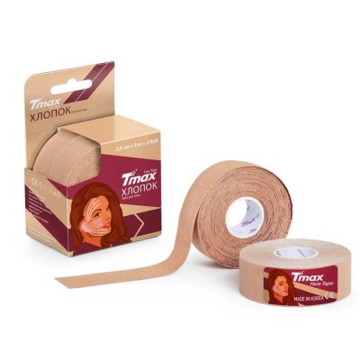 Кинезио тейп Tmax Kinesiology Face Tape хлопок бежевый 2.5смx5м (2 шт)