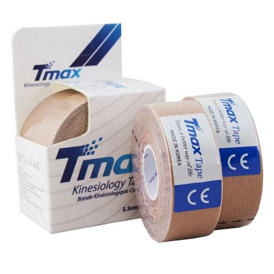 Кинезио тейп Tmax Kinesiology Extra Sticky Tape хлопок бежевый 2.5смx5м (2 шт)